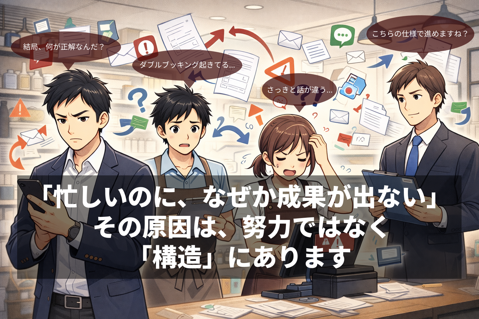 売上が伸びない本当の原因は集客ではなく構造にあることを示す図