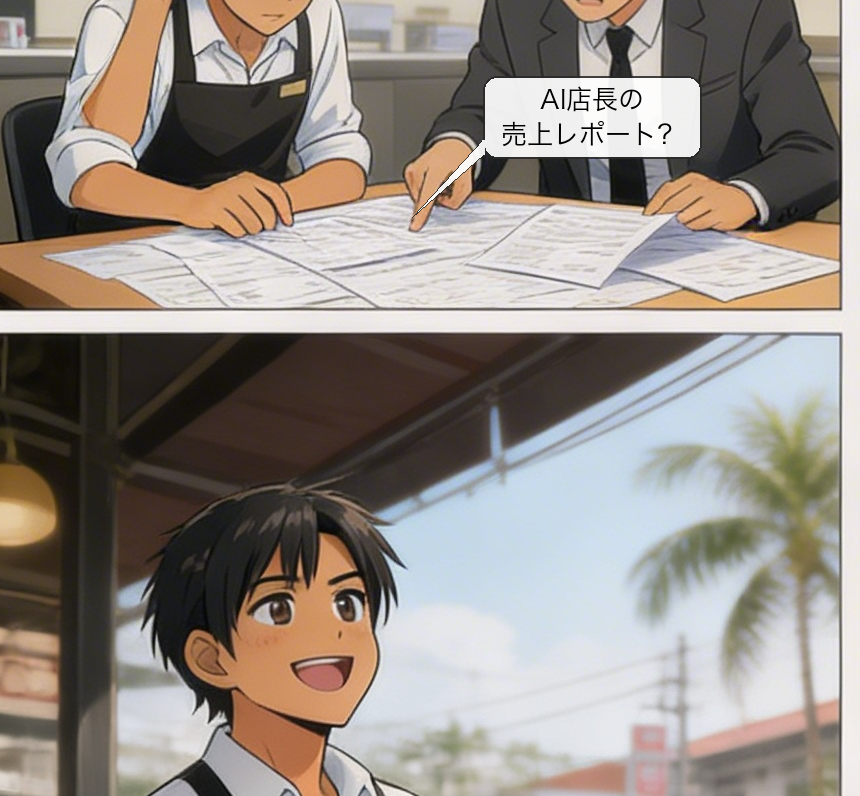 日次売上レポートの仕組みを解説する漫画 コマ3