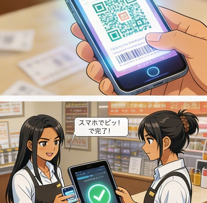 回数券デジタル管理の仕組みを解説する漫画 コマ4