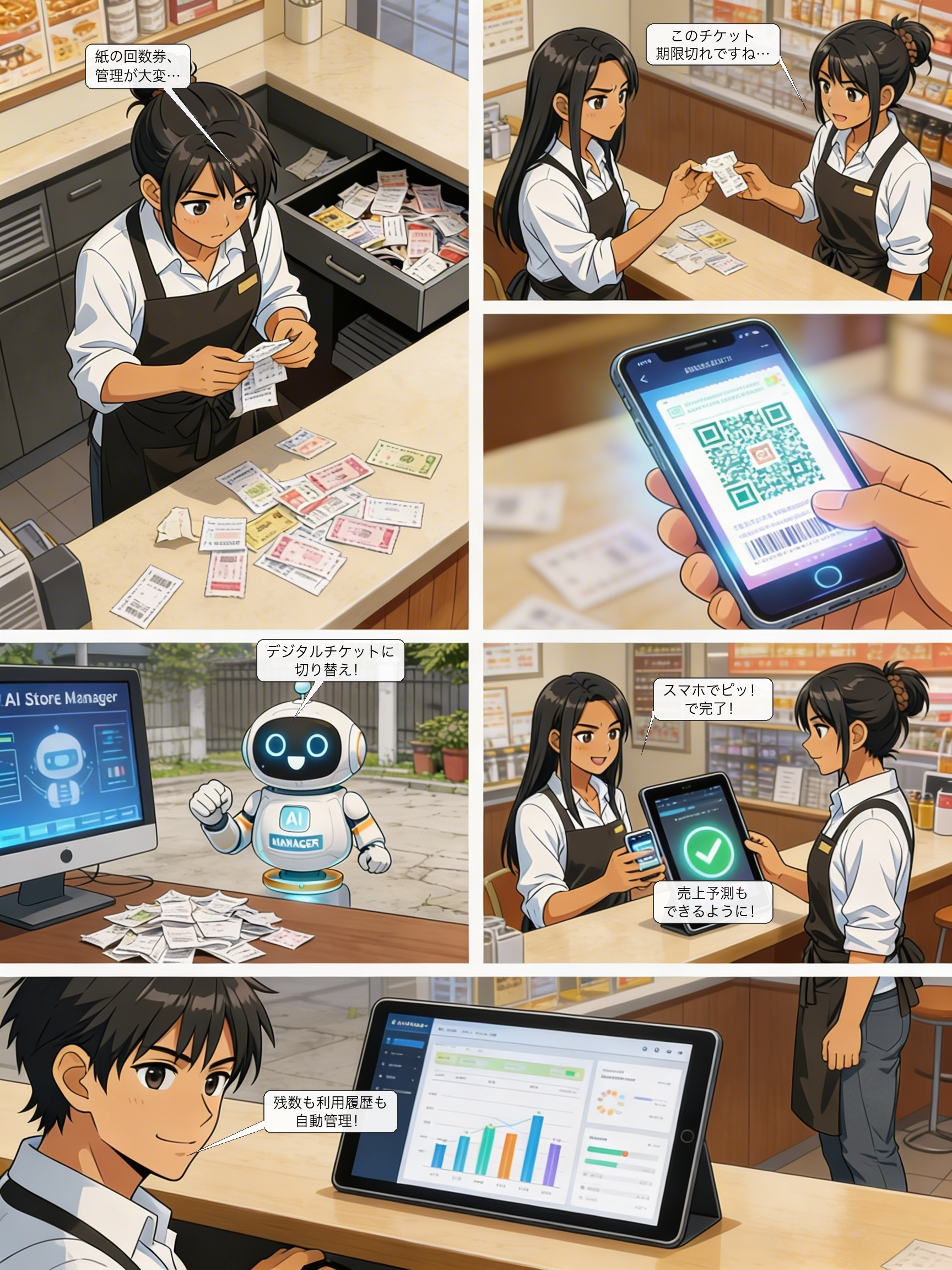 回数券デジタル管理の仕組みを解説する漫画