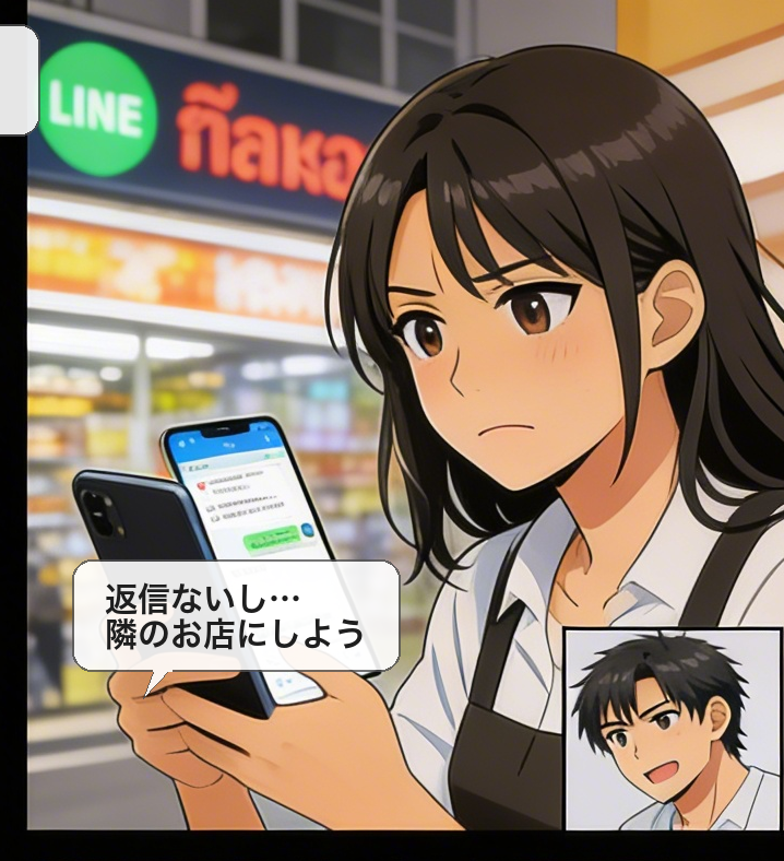 返信がなく他店に行く顧客