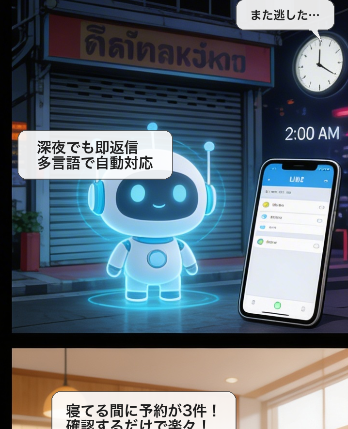 深夜でもAIが多言語で自動返信