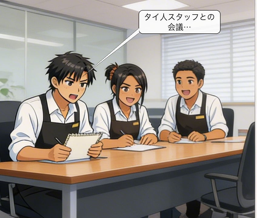 多言語議事録自動作成の仕組みを解説する漫画 コマ1