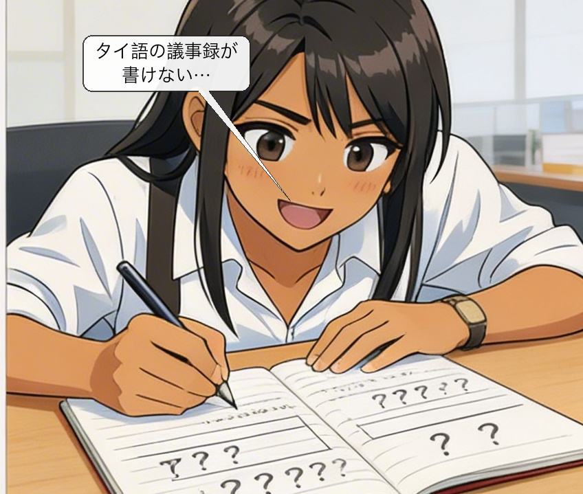 多言語議事録自動作成の仕組みを解説する漫画 コマ2