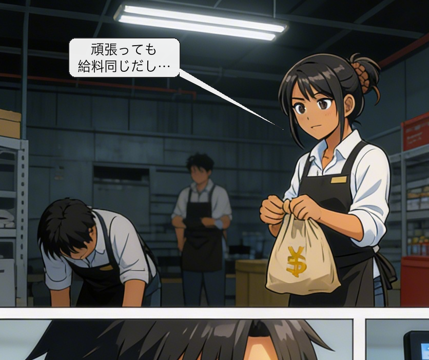 スタッフ歩合自動計算の仕組みを解説する漫画 コマ1