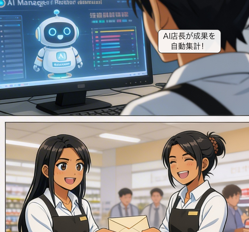 スタッフ歩合自動計算の仕組みを解説する漫画 コマ4