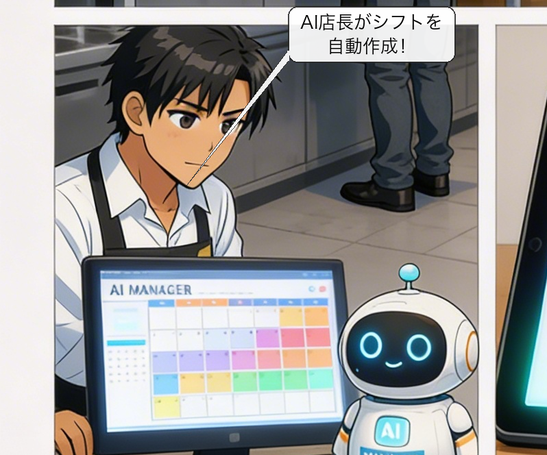 スタッフシフト自動管理の仕組みを解説する漫画 コマ3