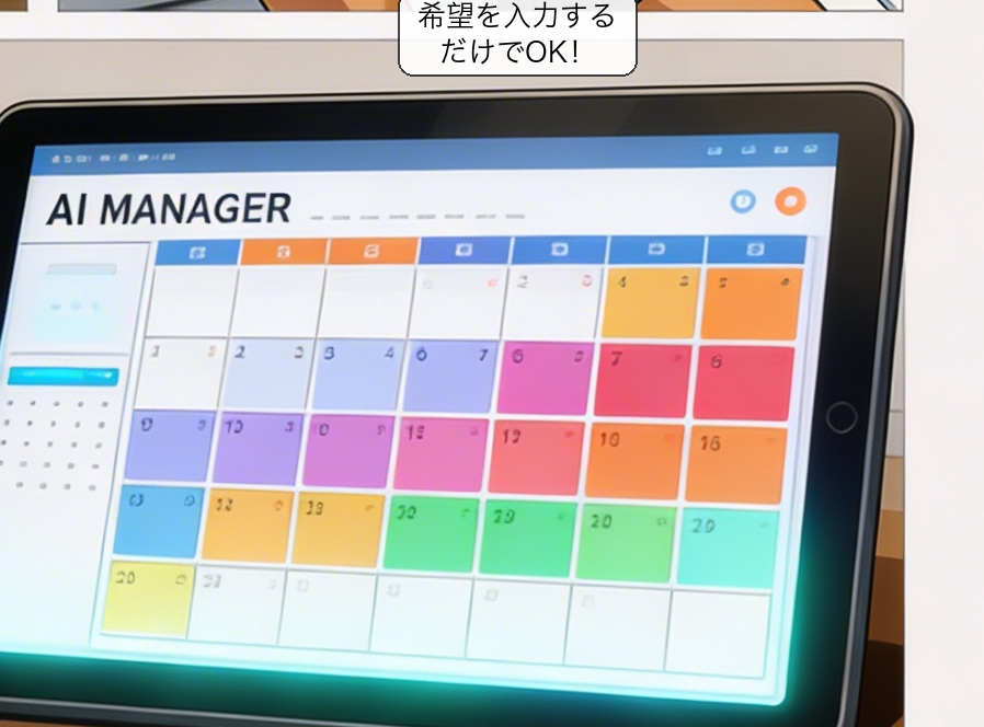 スタッフシフト自動管理の仕組みを解説する漫画 コマ4